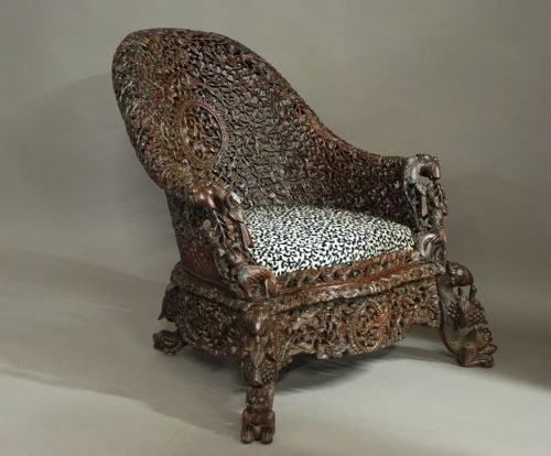 fig 3. Carved hardwood armchair from Bombay, India