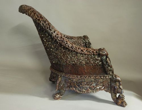 fig 4. Carved hardwood armchair from Bombay, India