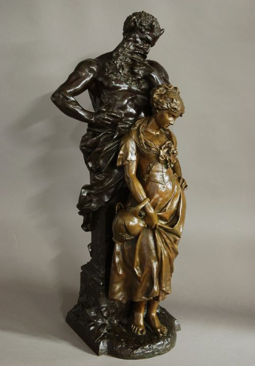 Large Bronze of 'Pan with a Young Maiden'