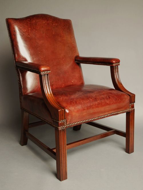 Worn Leather Gainsborough Chair