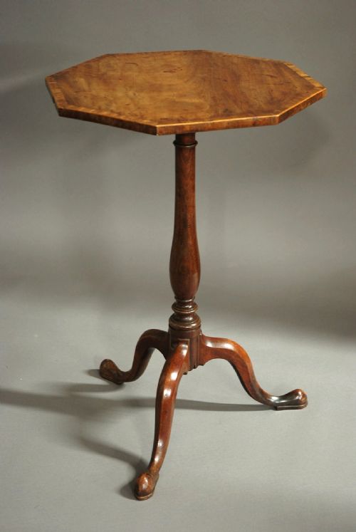 fig 1. George III octagonal mahogany tilt top table of superb patina