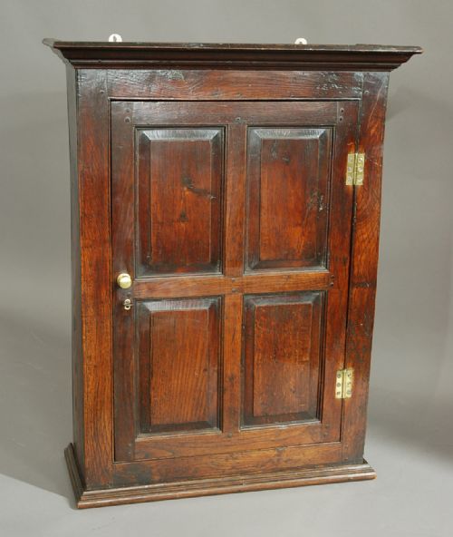 fig 1. Early 18th century oak & fruitwood hanging cupboard