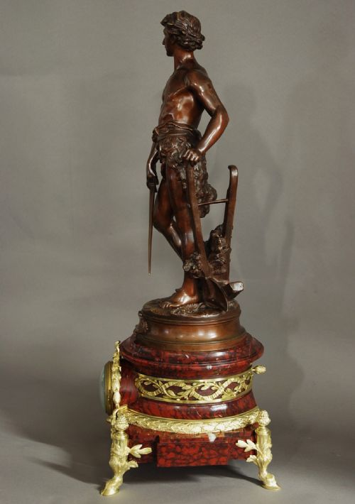 fig 2. 19th century bronze & marble sculptural table clock