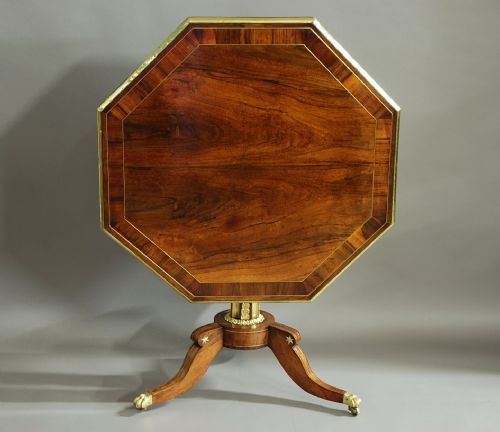 Early 19th Century Regency Tilt Top Rosewood Centre Table of Octagonal Form