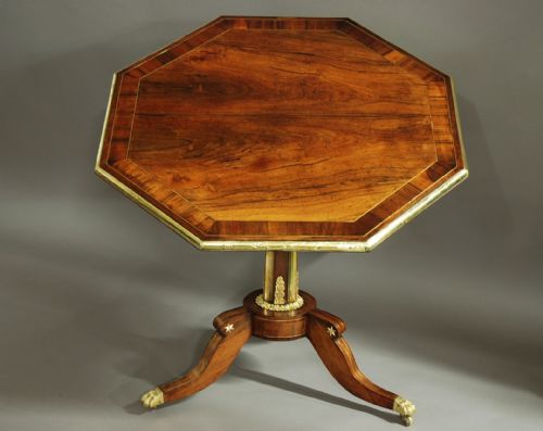 fig 1. Early 19th century Regency tilt top rosewood centre table of octagonal form