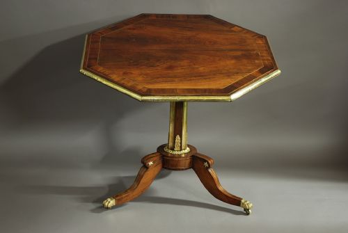 fig 2. Early 19th century Regency tilt top rosewood centre table of octagonal form