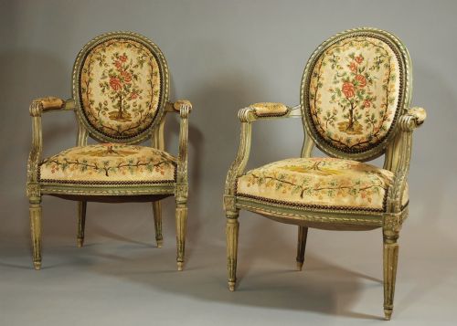 Late 19thc Pair of French Armchairs Wit Original Tapestry Upholstery