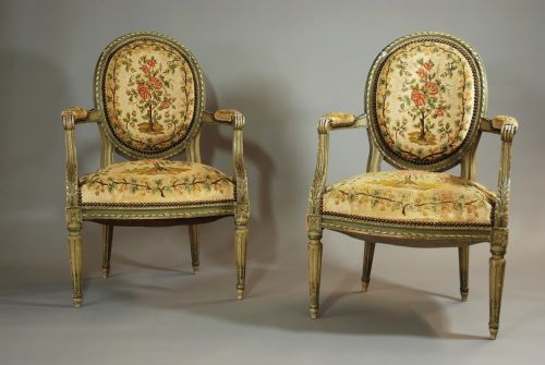 fig 2. Late 19thc pair of French armchairs wit original tapestry upholstery