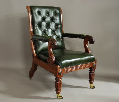 fig 1. William IV mahogany and leather library chair 
