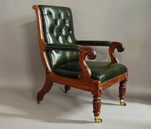 fig 2. William IV mahogany and leather library chair 