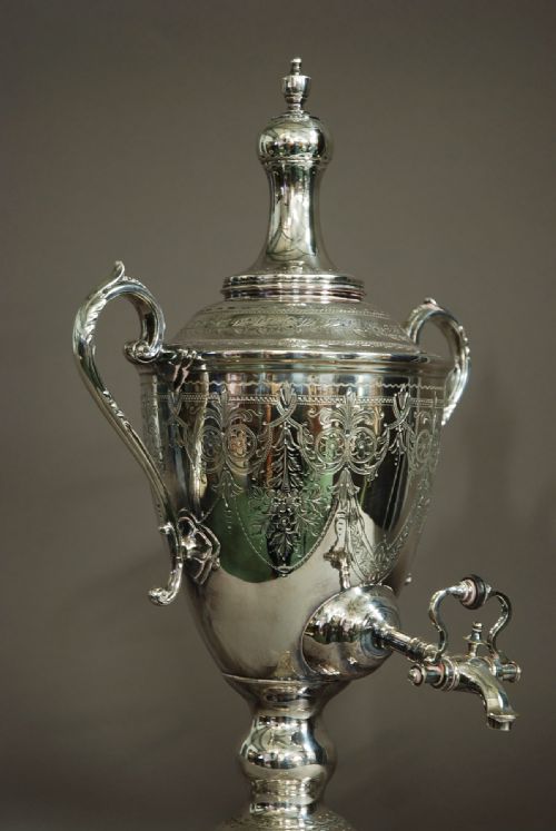 fig 1. Late 19th century silver plate vase shaped tea urn