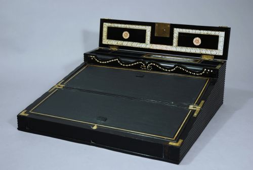 Mid 19th Century Ceylonese Reeded Ebony Writing Slope