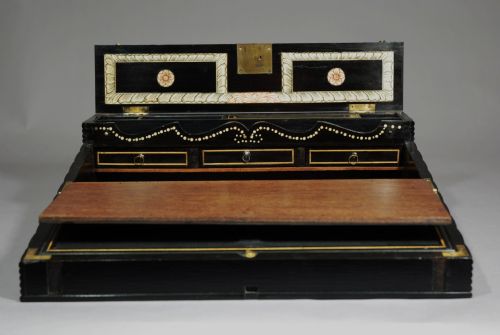 fig 2. Mid 19th century Ceylonese reeded ebony writing slope