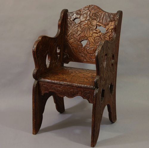Early 20th Century Carved Walnut Armchair