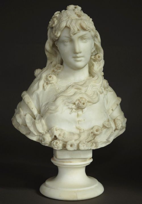 Late 19thc Marble Bust of a Young Lady