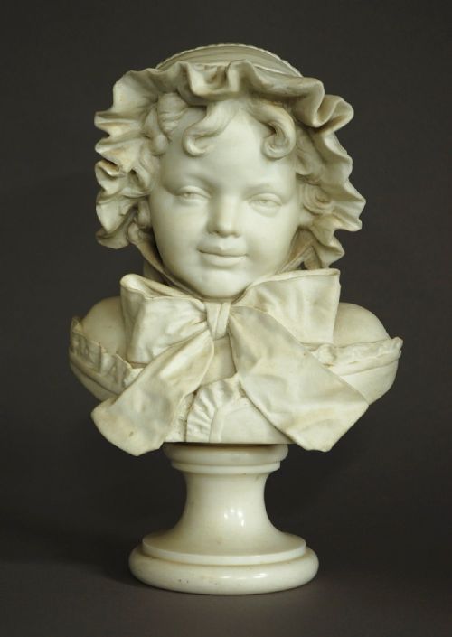 19th Century Carrara Marble Figure of a Young Girl