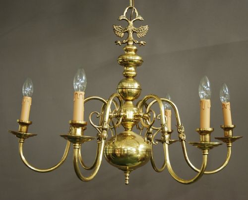 Dutch Baroque Style Six Branch Chandelier