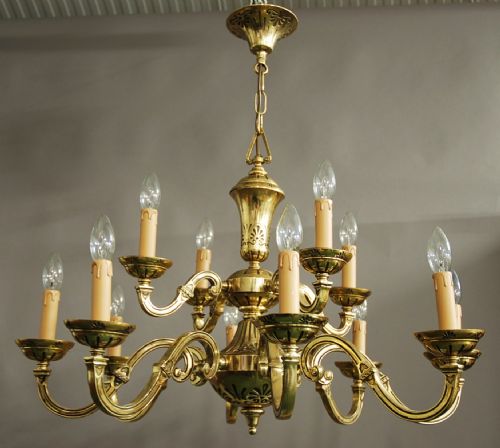 Decorative Twelve Branch Brass Chandelier