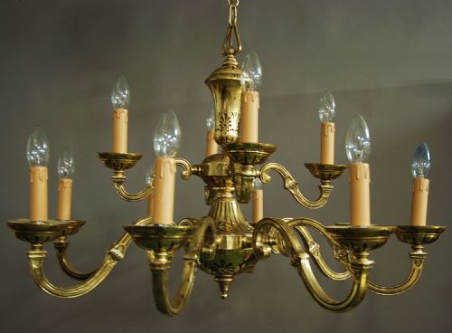 fig 1. Decorative twelve branch brass chandelier