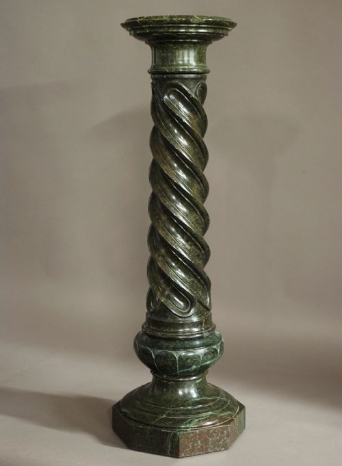 French 19th Century Green Serpentine Marble Column