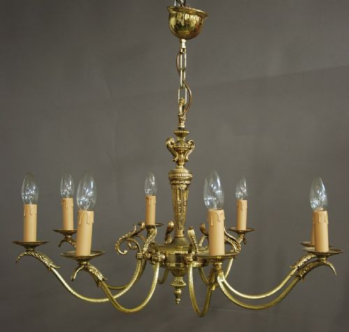 fig 1. Edwardian eight branch brass chandelier