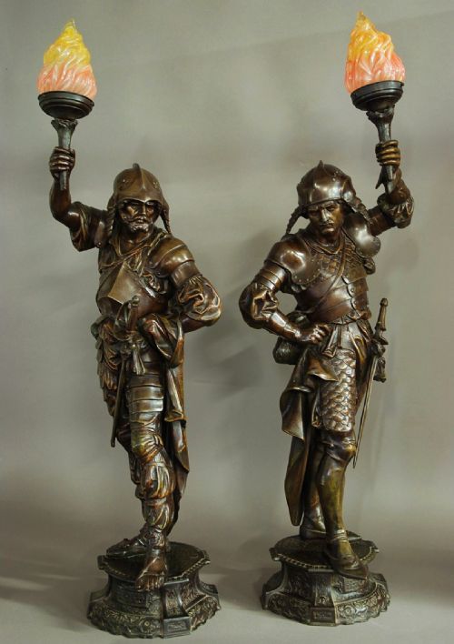 fig 2. Large pair of French bronzed warrior figures of superb quality