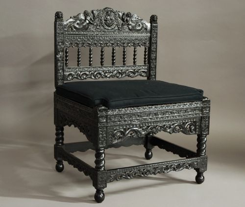 fig 1. Superb quality late 17th century solid ebony low chair