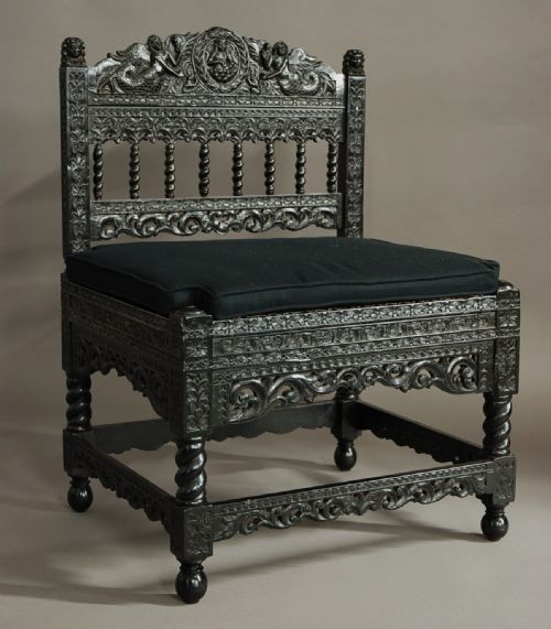 fig 2. Superb quality late 17th century solid ebony low chair