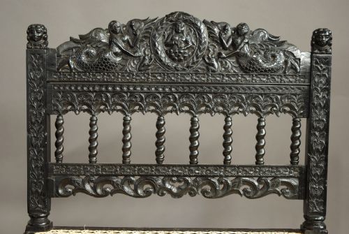 fig 4. Superb quality late 17th century solid ebony low chair