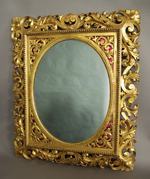 Florentine Carved Gilt Wood Mirror of Good Quality