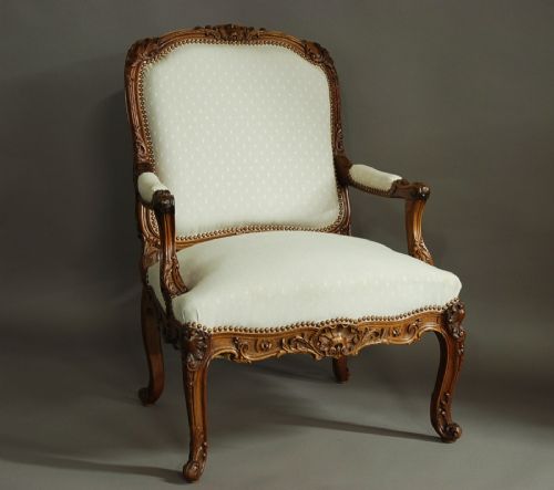 French Late 19th Century Walnut Fauteuil