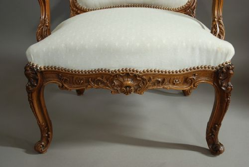 fig 1. French late 19th century walnut fauteuil