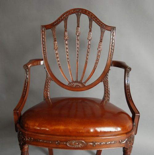 fig 3. Pair of mahogany Hepplewhite style armchairs of fine quality