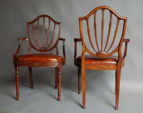 fig 5. Pair of mahogany Hepplewhite style armchairs of fine quality
