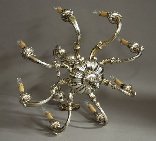 fig 1. Large early 20th century Dutch silvered chandelier