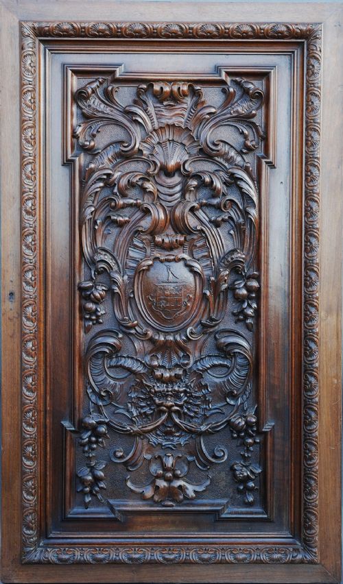 French Late 19th Century Carved Walnut Panel