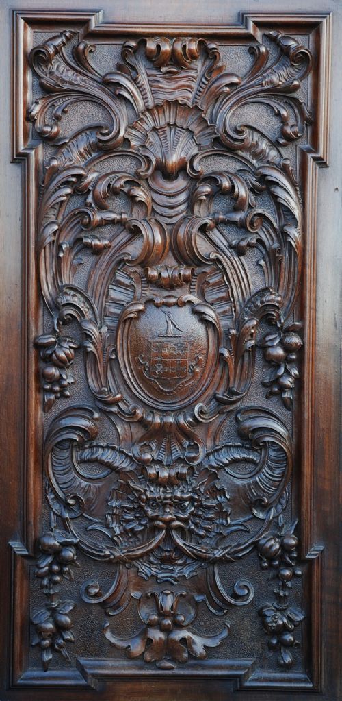 fig 1. French late 19th century carved walnut panel
