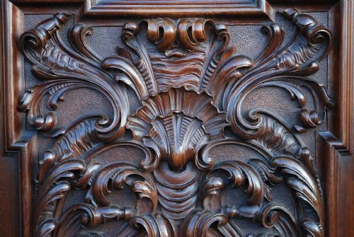 fig 2. French late 19th century carved walnut panel