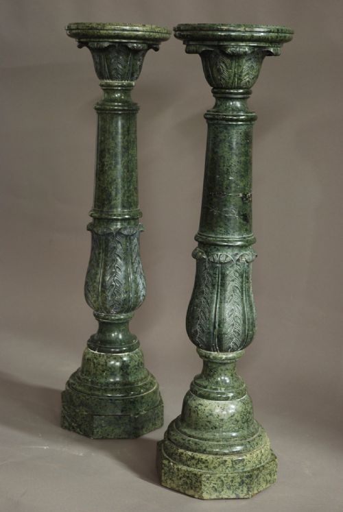 fig 1. Pair of decorative late 19thc serpentine marble columns