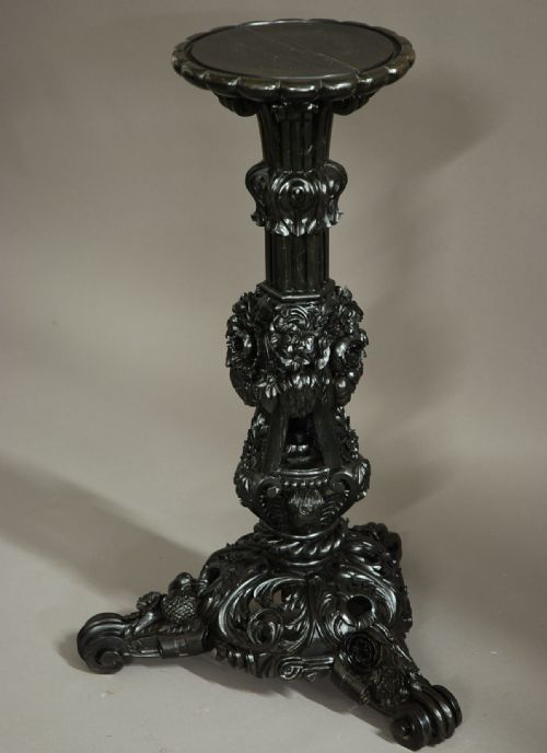A Superb Quality Ceylonese Solid Ebony Carved Stand