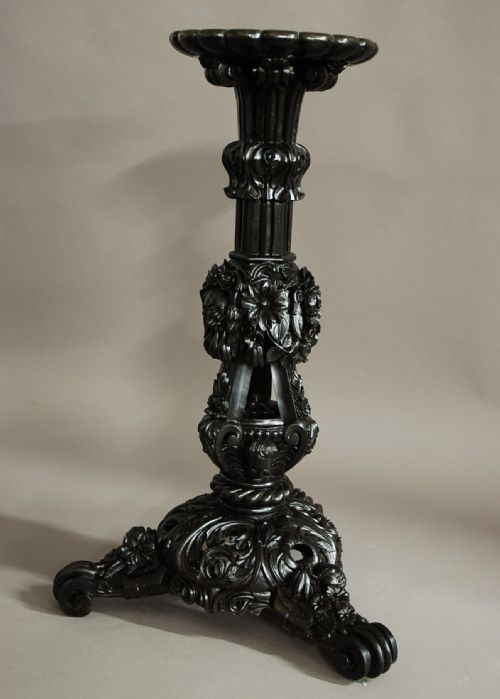 fig 1. A superb quality Ceylonese solid ebony carved stand