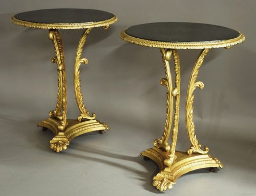 Pair of French Highly Decorative Painted Cast Iron Tables