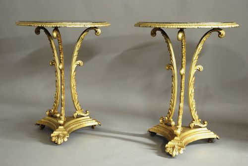 fig 1. Pair of French highly decorative painted cast iron tables