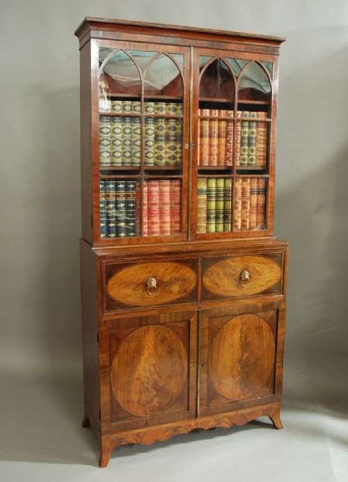 18th Century Hepplewhite Period Mahogany Secretaire Bookcase