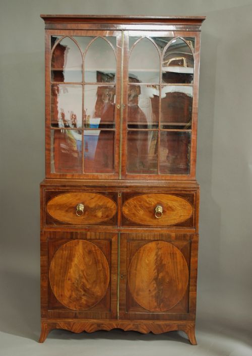 fig 2. 18th century Hepplewhite period mahogany secretaire bookcase