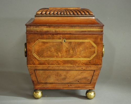 fig 1. Superb Regency sarcophagus shaped mahogany stationary box