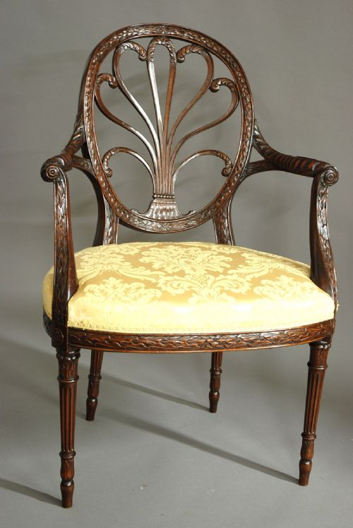 fig 3. Superb pair of Adam style mahogany open armchairs