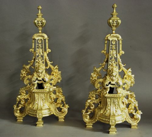 Extremely Large Pair of French 19thc Chenets/fire Dogs