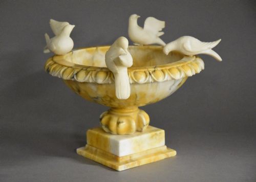 Late 19th Century Alabaster Tazza or Birdbath