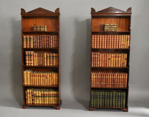 Pair of Regency Mahogany Waterfall Bookcases of Small Proportions